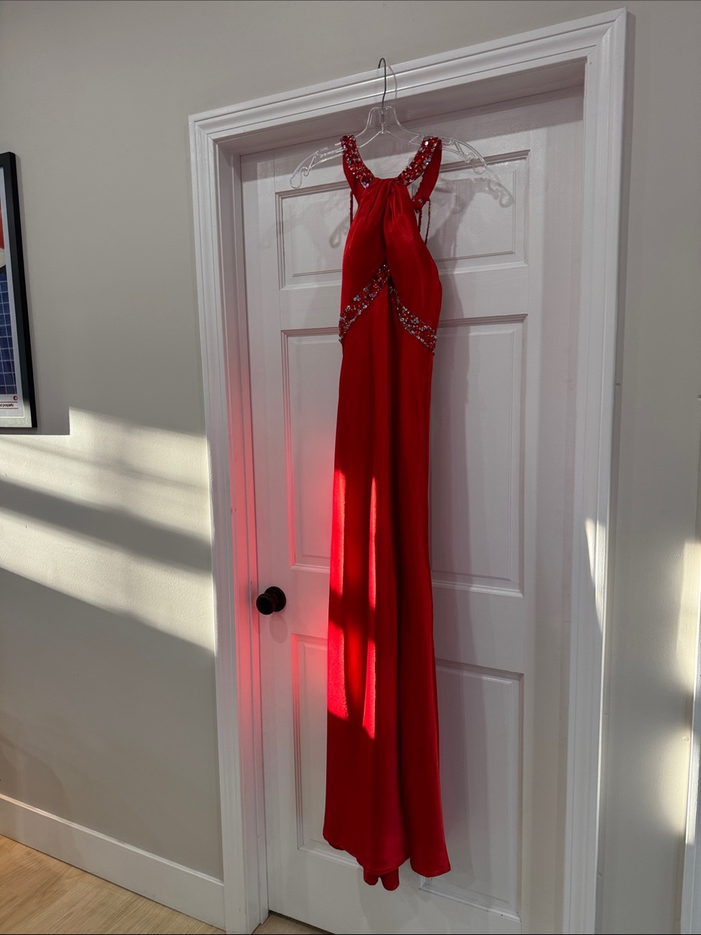 Mari Lee by Madeline Gardner Red Beaded Halter Prom Dress/ Evening Gown formal - Picture 2 of 16